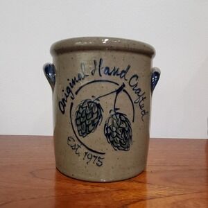 Handcrafted Salt Glazed Stoneware Crock Rowe Pottery Utensil Holder 1/2 gal
